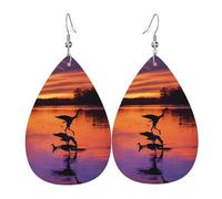 Orecchini pendenti in pelle con stampa di anatre selvatiche che volano da caccia per le donne eleganti orecchini pendenti leggeri gioielli alla moda