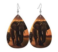 Orecchini pendenti in pelle con stampa di elefanti naturali per le donne eleganti orecchini pendenti leggeri gioielli alla moda