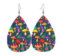 Orecchini pendenti in pelle con stampa di funghi luminosi per le donne eleganti orecchini pendenti leggeri gioielli alla moda