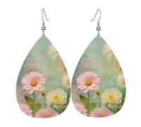Orecchini pendenti in pelle con stampa floreale margherite per le donne eleganti orecchini pendenti leggeri gioielli alla moda