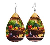 Orecchini pendenti in pelle con stampa frutta e verdura per le donne eleganti orecchini pendenti leggeri gioielli di moda