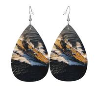 Orecchini pendenti in pelle con stampa portaerei per le donne eleganti orecchini pendenti leggeri gioielli alla moda