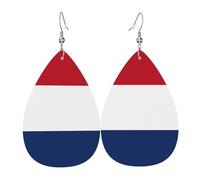 Orecchini pendenti in pelle, con stampa Repubblica Dominicana, orecchini pendenti per donne, signore, fidanzata, moglie, Misura unica, Pelle