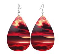 Orecchini pendenti in pelle con stampa stellata Red Sky at Night, gioielli reversibili con ganci placcati in argento