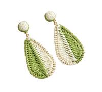 Orecchini Pendenti In Rattan Verde per Donna, Stile Boho, con Paglia Di Rafia, Avvolti In Orecchini Pendenti A Goccia, Gioielli Estivi Tropicali Da Spiaggia per Donne e Ragazze