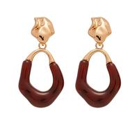 Orecchini pendenti in resina bordeaux irregolare placcati in oro da donna, orecchini pendenti geometrici stile retrò, gioielli squisiti ed eleganti regalo