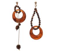 Orecchini pendenti in resina e pietra a forma di occhio di tigre in argento sterling 925, orecchini pendenti asimmetrici in rilievo marrone retrò da donna, gioielli di rilievo Boho Chic