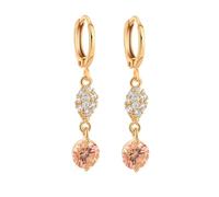 Orecchini pendenti in stile vintage, con zirconia cubica rotonda, ideali come regalo per le vacanze, feste di famiglia, matrimoni, rame, Zirconie sintetico