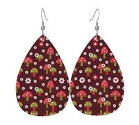 Orecchini pendenti leggeri con stampa artistica a funghi luminosi per donne - Gioielli alla moda per feste in costume e accessori per ragazze, Misura unica, Pelle