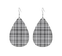 Orecchini pendenti leggeri da donna a quadri grigi, verde menta, beige, viola e arancioni, con stampa bifacciale e color caramella