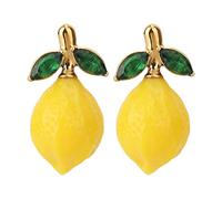Orecchini Pendenti Limone, Graziosi Accessori al Limone Adorabili Orecchini a Lobo con Foglie Verdi al Frutta per Donna Festival Festa Cosplay