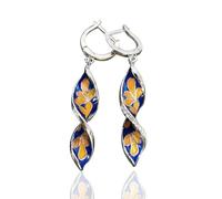 Orecchini pendenti lunghi alla moda e creativi a spirale smaltati con motivi floreali stampati, per donne, feste, uso quotidiano, gioielli per le orecchie, regalo dichiarazione