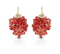 Orecchini pendenti lunghi argento 925 con corallo rosso del Mediterraneo lavorazione a uncinetto Torre del Greco gioiello donna ragazza elegante vintage Made in Italy