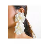 Orecchini Pendenti Lunghi Beige 12 cm A Fiore Eleganti Bohoo Chic 062813