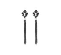 Orecchini pendenti lunghi con nappa nera, orecchini a grappolo in pietra preziosa nera, eleganti orecchini a goccia neri da donna, gioielli da festa per eventi formali, 11,86x2,18 cm 20g
