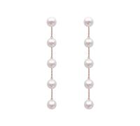 Orecchini pendenti lunghi con perle lineari da donna, eleganti pendenti in oro rosa, regalo per compleanno e San Valentino, abbigliamento da festa