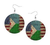 Orecchini Pendenti Lunghi Djibouti Flag Djiboutian American Flag Confortevoli Orecchini Pelle Donna Stampa Ciondolo Orecchio Per Bambina Festa Decorazioni
