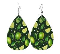Orecchini Pendenti Lunghi Limes And Stars Green Confortevoli Orecchini Donna Leggero Waterdrop Di Orecchino Di Cuoio Per Decorazioni Vacanze Mamma