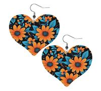 Orecchini Pendenti Lunghi Orange Flowers And Blue Leaves Confortevoli Orecchini Pendenti Stampa Ciondolo Orecchio Per Festa Bambina Vacanze