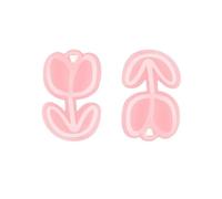Orecchini pendenti minimalisti a tulipano, in acrilico rosa trasparente, da donna, design Line Art con forma asimmetrica, finitura opaca morbida