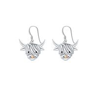 Orecchini Pendenti Morag In Argento Sterling Con Mucca Highland Scozzese