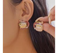 Orecchini pendenti natalizi con motivo di pupazzo di neve, renna e stella, arricchiti da cristalli su lega di zinco (C)