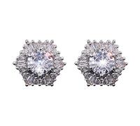 Orecchini Pendenti Orecchini a bottone con diamanti pieni di moda da donna in rame Gioielli da donna (Silver, One Size)