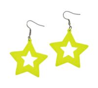 Orecchini Pendenti Orecchini da donna anni '80 e '90, grandi pendenti geometrici retrò, abbigliamento anni '80, a forma di stella, accessori luminosi per feste (A, 5x5cm)