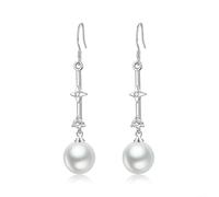 Orecchini pendenti, orecchini da donna con perla bianca a forma di stella, 55 x 12 mm, per zia, festa della mamma, gioielli alla moda