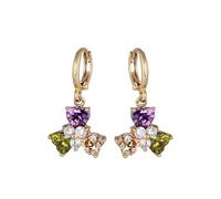 Orecchini pendenti, oro orecchini pendenti per le donne con cuore Cubic Zirconia Trifoglio Fiore Ciondolo 15X26mm Moglie Gioielli da sposa Semplice, 15x26MM, base placcata oro rosa, Zirconia cubica