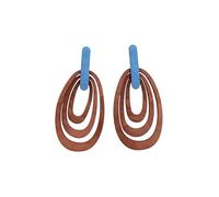 Orecchini pendenti ovali a strati geometrici da donna, in acetato blu marrone, gioielli moderni e minimalisti per lavoro, feste e regali