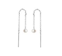 Orecchini pendenti passanti argento sterling 925 rodiato 2 perle 4 mm V