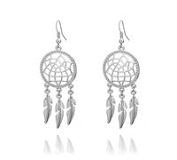 Orecchini pendenti per donne,Orecchini pendenti Dreamcatcher Orecchini in oro rosa o argento con strass Orecchini con cristallo (Placcato argento)