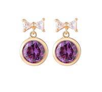 Orecchini pendenti per matrimonio, orecchini d'oro per le donne pendenti fiocco con ciondolo rotondo in zirconia cubica 12 x 20 mm per sorella gioielli di fidanzamento popolari, 12x20MM, base placcata