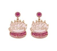 Orecchini pendenti per torte di buon compleanno con strass frizzanti, design festivo per feste di compleanno, feste e perfetti come regalo