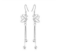 Orecchini pendenti piccoli, in argento, set di orecchini placcati in argento, con nappa, 65 x 11 mm, per donne, San Valentino