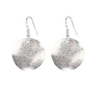 Orecchini pendenti rotondi irregolari per donna, semplici, curvi, satinati, antiallergici(Silver)