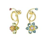 Swarovski Orecchini pendenti Idyllia, design asimmetrico, tagli misti, fiore, multicolore, placcato color oro