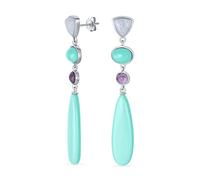 Orecchini Pendenti Turchesi Unici Boho Geometrici Lineari A Forma Di Lunga Rotonda Triangolare Allungata Ovale Naturale A 4 Livelli Con Pietre Preziose Per Feste Estive Per Donne In Argento Placcato