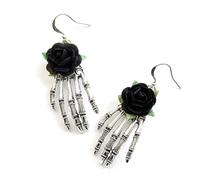 Orecchini pendenti vintage gotici a forma di mano e rosa, gioielli punk per Halloween, orecchini pendenti da donna, ideali per feste di Halloween e stili gotici (rosso), 1, Lega di acciaio, Abalone