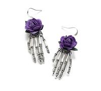 Orecchini pendenti vintage gotici a forma di mano e rosa, gioielli punk per Halloween, orecchini pendenti da donna, ideali per feste di Halloween e stili gotici (rosso), 1, Lega di acciaio, Abalone