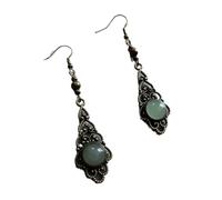 Orecchini pendenti vintage in filigrana verde con gemme - gioielli medievali vittoriani gotici da donna, accessori per orecchie realizzati a mano retrò