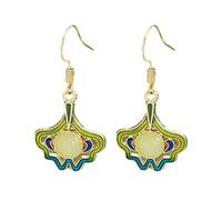 Orecchini pendenti vintage ispirati con nappe verdi con fili d'argento in lega per abiti tradizionali, regalo per eventi, pronti per orecchini verde smeraldo, Taglia unica, come descritto
