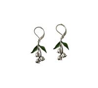 Orecchini pendenti vintage mughetto della valle da donna, foglia verde campana fiore orecchini pendenti argento botanico dichiarazione mughetto gioielli per tutti i giorni festa matrimonio