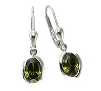 Orecchini pendenti Zeeme Basic in argento sterling 925 rodiato zirconi oliva