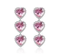 Orecchini penzolanti per le donne, orecchini a cartilagine dell'orecchio placcati lunghi tre amore zircone a forma di cuore per moglie mamma sua amica