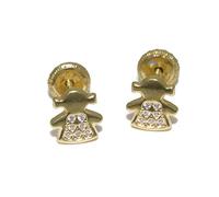 Orecchini per bambina in oro giallo da 18 ktes con 14 zirconi. Never Say Never