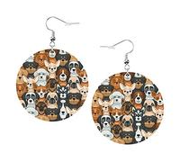 Orecchini per cani simpatico cartone animato cucciolo Corgi Cane carino orecchini in pelle a forma rotonda leggeri pendenti gioielli da donna per ragazze perfetti da indossare tutti i giorni