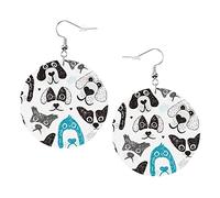 Orecchini per cani Un carlino con gli occhiali Orecchini in pelle di forma rotonda Leggeri pendenti Gioielli da donna e ragazza, perfetti da indossare tutti i giorni