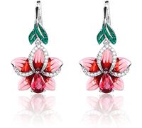 Orecchini per Donna Ragazze, Moda Donna Ciondolo Fiore Foglia Smaltata Orecchini a monachella intarsiati Fashion Design